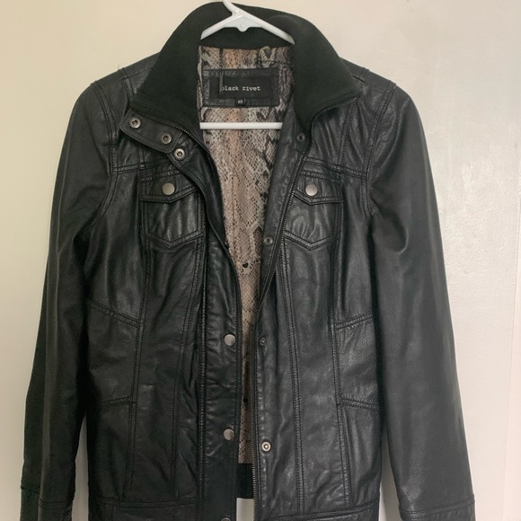 Black genuine leather jacket - Picture 1 of 6